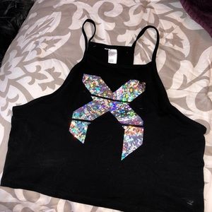 SOLD CUSTOM excision holographic black crop top